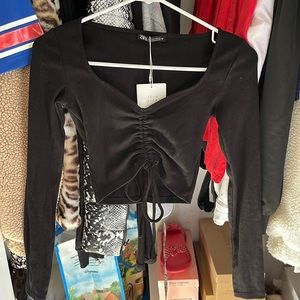 ZARA BLACK LONG SLEEVE CROP TOP ..NEW
